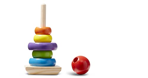 Melissa & Doug Rainbow Stacker Wooden Ring Educational Toy - Wooden Rainbow Stacking Rings Baby Toy, Stacker Toys For Infants And Toddlers Melissa & Doug