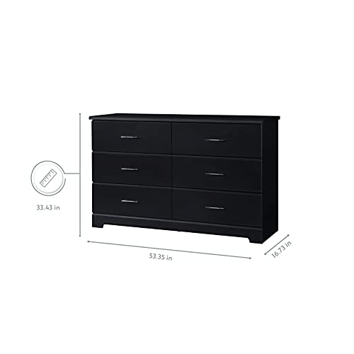 Storkcraft Brookside 6 Drawer Double Dresser (Black) – GREENGUARD Gold Certified, For Nursery, Kids Organizer, Chest of Drawers Stork Craft