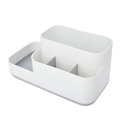 LETURE Desktop Storage Organizer, Pen Pencil Card Holder Box Container for Desk, Office Supplies, Vanity Table (White) - WoodArtSupply