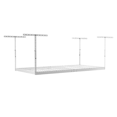 SafeRacks 4x8 Overhead Garage Storage Rack Heavy Duty - White (18"-33") - Holds 600 lb