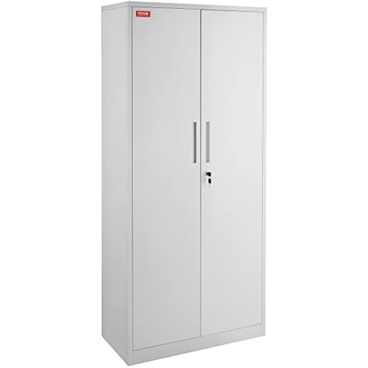 VEVOR Metal Storage Cabinet, Steel Locking Storage Cabinet with 2 Magnetic Doors and 4 Adjustable Shelves, 71'' Metal Cabinet 200 lbs Capacity per