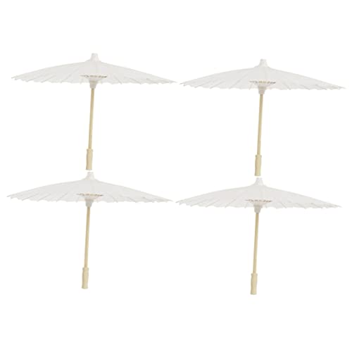 COHEALI 4 Pcs Graffiti Umbrella Unfinished Umbrella Bride Lace Parasol White Parasols Bulk Diy Drawing Umbrella Wedding Decoration Diy Art Craft COHEALI