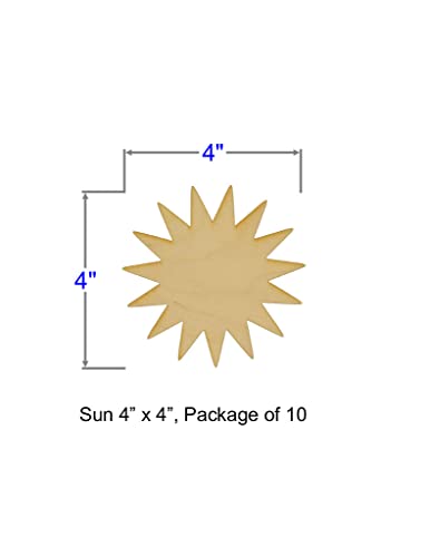 Unfinished Sun Wood Cutout (1/8" Thickness, Small 4" x 4" (Package of 10)) - WoodArtSupply