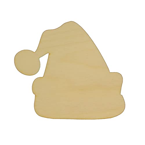 Package of 10, Small 5" x 4.5" x 1/4" Baltic Birch Plywood Santa Hat Wood Cutout for Art and Craft Project, Made in USA - WoodArtSupply