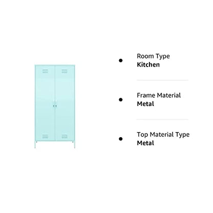 Novogratz Cache Tall 2 Door Metal Locker Cabinet, Mint - WoodArtSupply