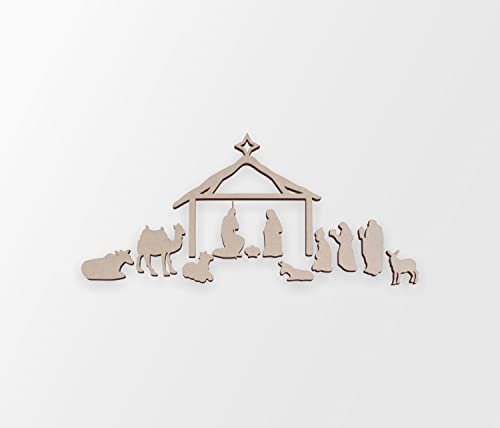 Wooden Nativity Scene- Cutout, Home Decor, Unfinished and Available from 13 to 36 Inches Wide - WoodArtSupply