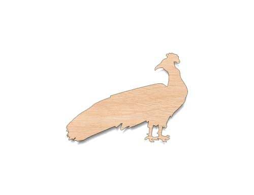 Unfinished Wood for Crafts - Peacock Shape - Jungle Wildlife - Large & Small - Pick Size - Unfinished Cutout Shapes Zoo Jungle Safari Party - Various
