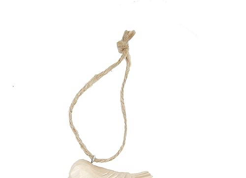White Chicken Hen Hanging Ornament Wood Figure Handmade Carved Decoration Selsela