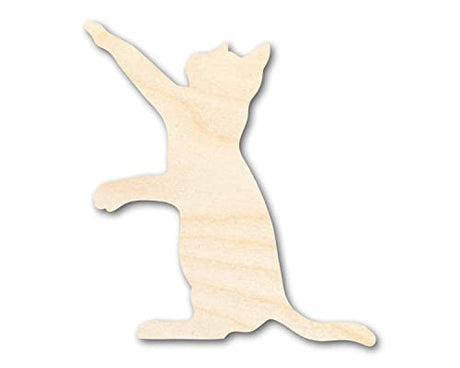 Unfinished Wood Playing Cat Shape - Craft - up to 36" 8" / 1/8" 24 Hour Crafts