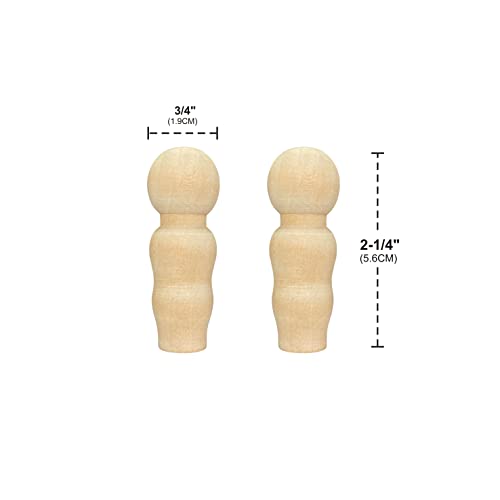 50 Pieces Wood Peg Dolls Unfinished Wooden People Craft Blank Family Figures 3/4 x 2-1/4 inch Cregugua