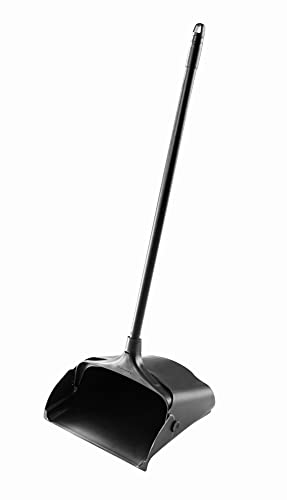 Rubbermaid Commercial Products Dustpan with Long Handle, Plastic, Black, Compatible with Any Broom for Lobby/Restaurant/Office/Home/Dog Pooper Rubbermaid Commercial Products