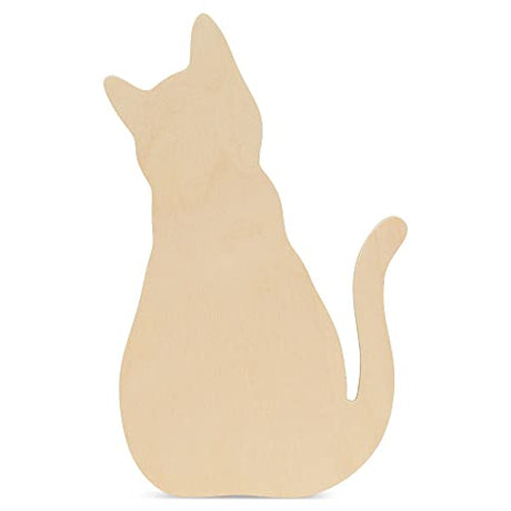 Wood Cat Cutout 8 x 4-4/5 Inch, Pack of 3 Unfinished Wooden Cutouts for Crafting, and DIY Cat and Halloween Décor, by Woodpeckers Woodpeckers