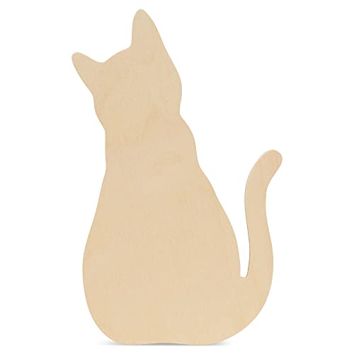 Wood Cat Cutout 8 x 4-4/5 Inch, Pack of 3 Unfinished Wooden Cutouts for Crafting, and DIY Cat and Halloween Décor, by Woodpeckers - WoodArtSupply