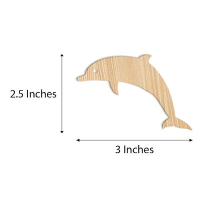 Unfinished Wood Cutout - 24-Pack Dolphin Shaped Wood Pieces for Wooden Craft DIY Projects, Gift Tags, Home Decoration, 3 x 2.5 x 0.1 Inches