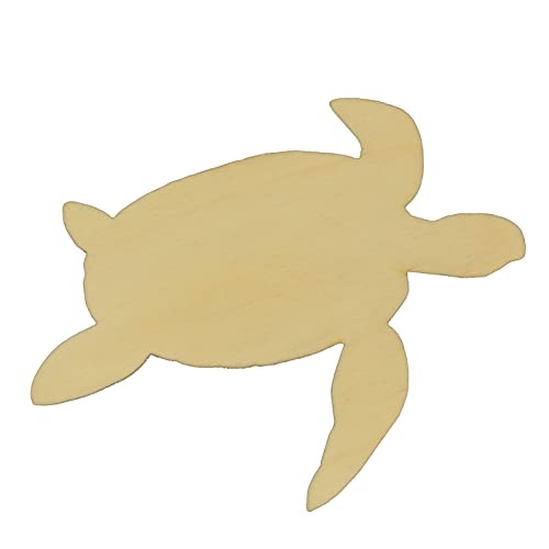 Unfinished Swimming Sea Turtle Wood Cut Out Available in a Variety of Sizes and Thicknesses (1/8” Thickness, Large 12" x 10.75" (Sold Individually)) - WoodArtSupply