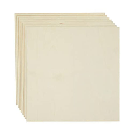 8-Pack 12x12 Wood Panels, Thin Plywood for Crafts, Painting, DIY, Art Projects, Engraving, 3 mm Birch Plywood Boards, Unfinished Wooden Signs (0.12 Bright Creations