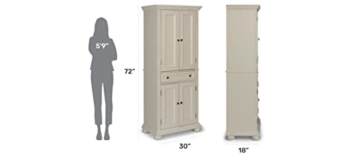 homestyles Dover 71.5 Inches High by 30 Inches Wide with Drawer and Adjustable Shelves White.