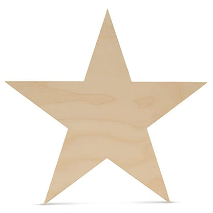 Wooden Star Shapes, 12 Inch Large Patriotic Natural Wood Cutouts, Bag of 3, Unfinished DIY Craft Wall Decor by Woodpeckers - WoodArtSupply