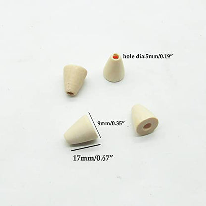 50 Pcs Wood Cone Shaped Beads Unfinished Geometric Wooden Loose Beads for Jewelry DIY Crafts