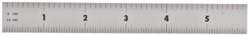 Mitutoyo 182-101, Steel Rule, 6" (4R), (1/8, 1/16, 1/32, 1/64"), 3/64" Thick X 3/4" Wide, Satin Chrome Finish Tempered Stainless Steel Mitutoyo