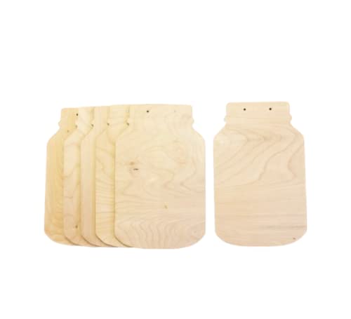 6-Pack Mason Jar with or without Holes Unfinished Wood Cutout DIY Crafts Door Hanger Ready to Paint Cut Out Birch Plywood All Sizes Texan Wood Crafts