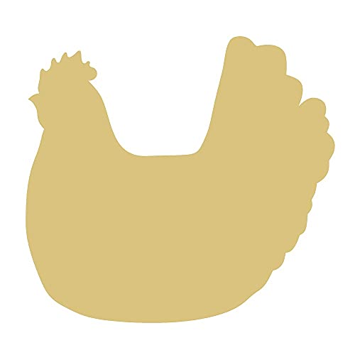 Chicken Cutout Unfinished Wood Animal Kids Craft Farm House Decor Easter Door Hanger MDF Shape Canvas Style 6 (6") - WoodArtSupply