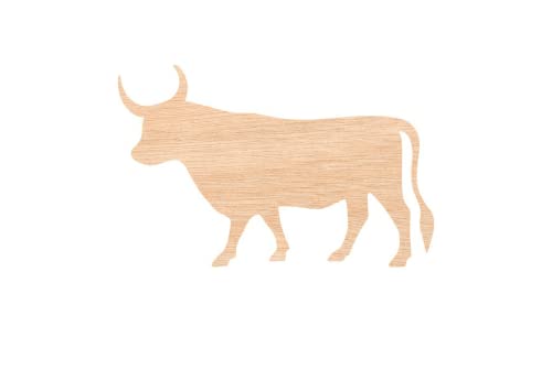 Unfinished Wood for Crafts - Wooden Bull Shape - Animal - Craft - Various Size, 1/8 Inch Thickness, 1 Pcs