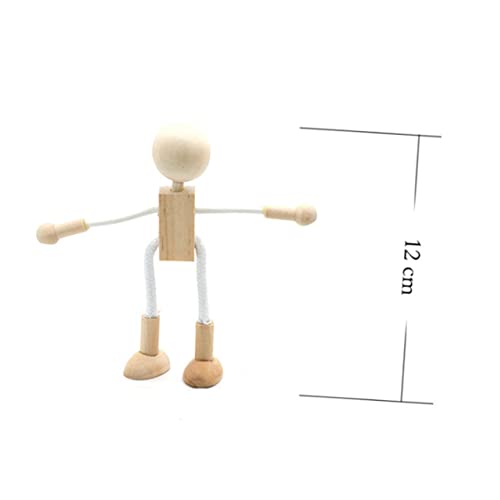 COHEALI 5pcs Toddler Dolls Unpainted Peg Doll Robot Blocks Kids Unfinished Wooden Figures Peg Dolls Painting Supplies for Kids Wooden Animal Shape