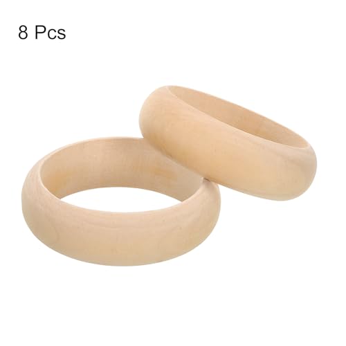 uxcell Wooden Bangle Bracelet, 8Pcs 85mm - Log Retro Macrame Rings, Unfinished Smooth Wood Circle, Wooden Rings for Crafts, Jewelry, DIY Making, Home uxcell
