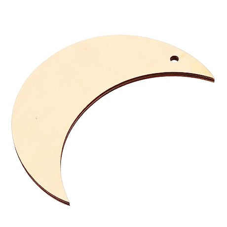 KALLORY 20pcs Moon Chips Moon DIY Wooden Shape Wooden Moons for Crafts Wooden Chip Blank Wooden Moon DIY Eid Ornament Wooden Moon Tags Unfinished KALLORY