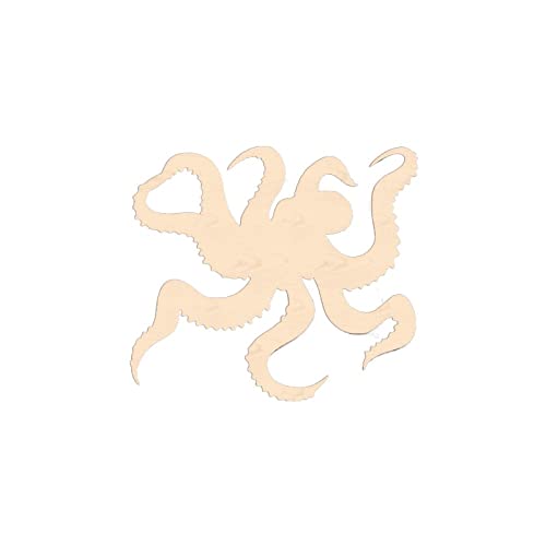 Octopus Wood Craft Unfinished Wooden Cutout Art DIY Wood Signs Inspirational Wall Plaque Retro Wood Wall Hanging Decor for Bedroom Living Room Office Arupkeer