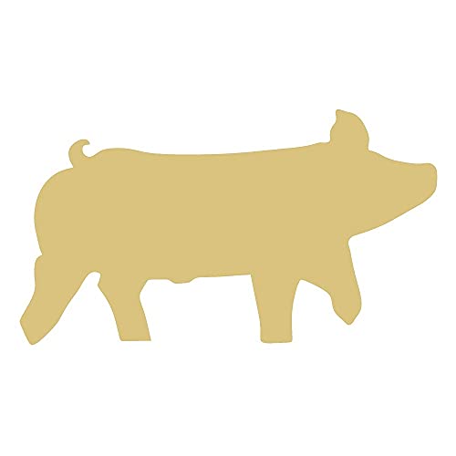 Pig Cutout Unfinished Wood Nursery Kids Room Paint Party Everyday Door Hanger MDF Shape Canvas Style 10 (12")