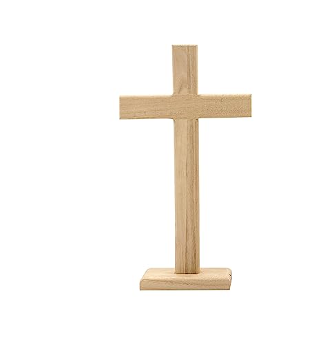 12 Inch 4 Pack Wood Cross Unfinished Wooden Crosses Unpainted Tabletop Cross for Crafts - WoodArtSupply