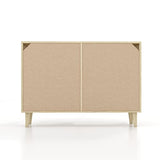 Panana Buffet Storage Cabinet with Rattan Decorating 4 Doors Living Room Kitchen Sideboard 48.43 x 34.65 x 15 inch (Natural Wood) Panana