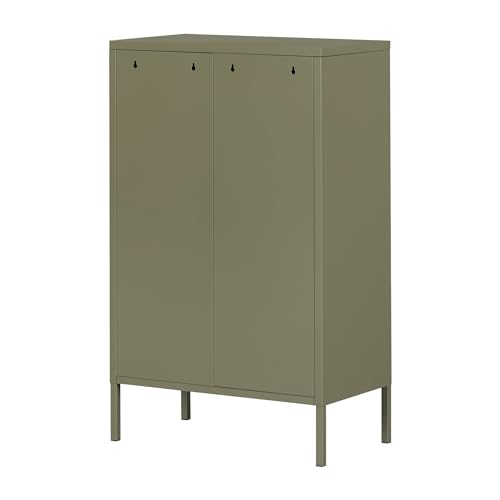 South Shore Crea Metal 2-Door Accent Cabinet, Olive Green - WoodArtSupply