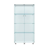 Elegant FYSHERAN White Glass Cabinet Display Case for Collectibles and Home Décor FYSHERAN