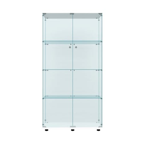 Elegant FYSHERAN White Glass Cabinet Display Case for Collectibles and Home Décor FYSHERAN