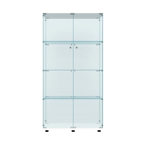 Elegant FYSHERAN White Glass Cabinet Display Case for Collectibles and Home Décor - WoodArtSupply