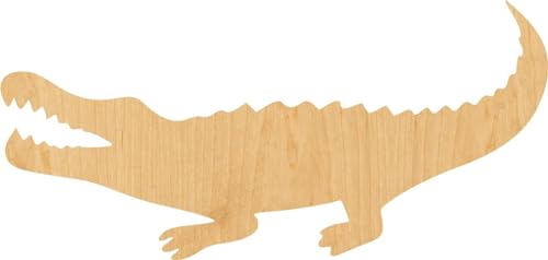3 Pcs Alligator Supply 3" Wooden Shape Ornaments Unique Unpainted Smooth Surface Unfinished Laser Cutout Wood Sheets Boards for Crafts 1/8 Inch Thick WoodArtSupply