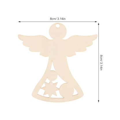 EXCEART 30pcs Christmas Angel Wooden Cutouts Xmas Unfinished Wooden Angel Shape Blank Wood Angel Gift Tags for DIY Crafts Christmas Tree Ornaments