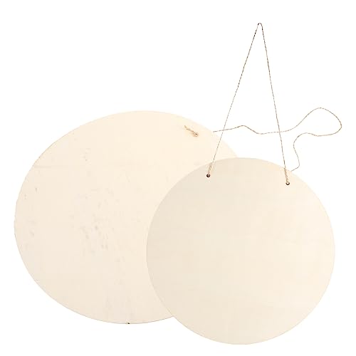 Tofficu 10 Sets DIY Door Hanging Sign Unfinished Wooden Slices Unfinished Wooden Rounds Unfinished Wood Plaque Unfinished Wood Crafts Blanks Tofficu