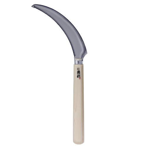 KAKURI Japanese Sickle Garden Tool 6.7" [Serrated Edge] Made in Japan, Garden Sickle for Harvesting and Weeding, Razor Sharp Japanese Stainless Steel KAKURI