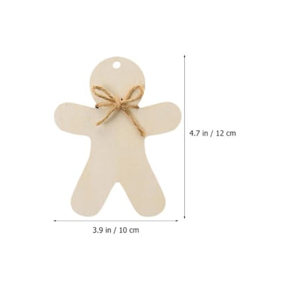 ABOOFAN 20 Sets Gingerbread Christmas Wooden Ornaments Unfinished Gingerbread Wooden Decorations Blank Gingerbread Man Shape Cutouts Embellishment