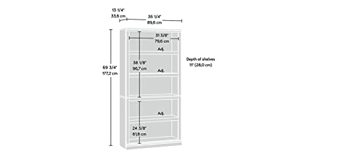 Sauder Miscellaneous Storage 5 Bookcase/Book Shelf, L: 35.28" x W: 13.23" x H: 69.76", Select Cherry finish