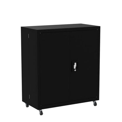 LUCYPAL Metal Storage Cabinet with Wheels,Lockable Steel Storage Cabinet with Doors, Mobile Metal Storage Cabinet with Adjustable Shelf, Metal Filing