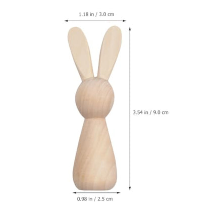 ABOOFAN Unfinished Wooden Bunny,4pcs Blank Wood Rabbit Peg Doll Figure Cutout Table Statue Model Desktop Centerpiece for Kids DIY Painting Home