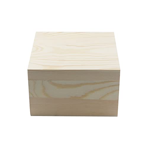 MY MIRONEY 2Pcs Wooden Unfinished Storage Box with Top Lid 5.91" x 5.91" Square Wooden Pine Box DIY Craft Stash Boxes Gift Box for Arts Hobbies and