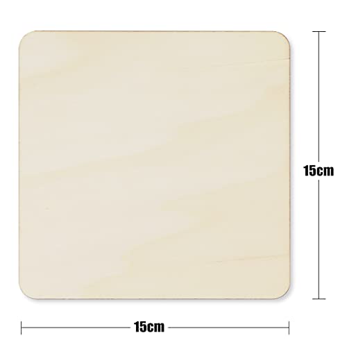 TKOnline 25Pcs 6 x 6 Inches Unfinished Basswood Sheets for Crafts, Wood Squares for DIY Craft Projects, Square Plywood Sheets for Wood Burning, Laser
