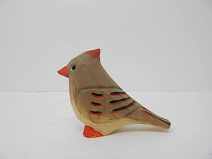 Selsela Cardinal Wood Red Bird Figurine Miniature Garden Statue Carving Home Decor Sculpture Small Animal (Female) - WoodArtSupply