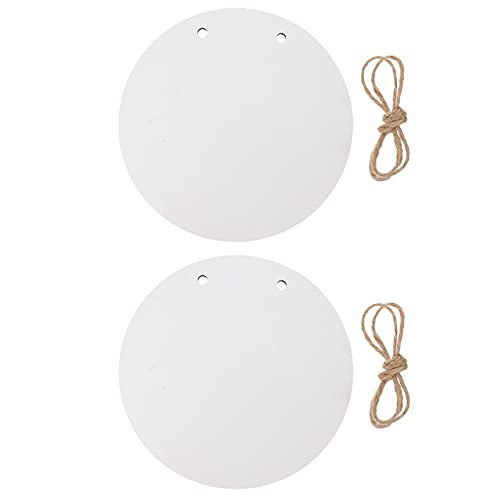 Healifty 2pcs Wooden Circle Sign Unfinished Hanging Wood Sign Sublimation Blank Cutouts Decorative Round Wood Plaques with Rope for Pyrography Healifty